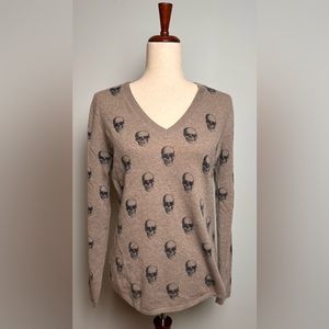Skull Cashmere sweater, Small, Tan/Black